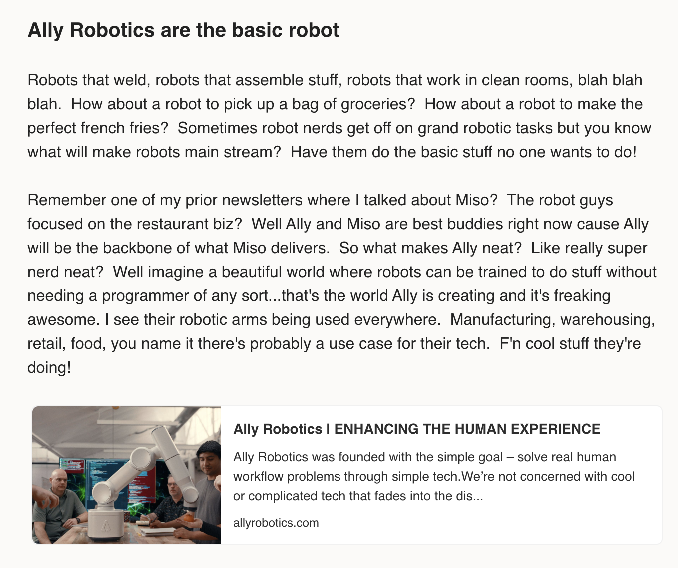 Newsletter feature for automation and robotics directory listing